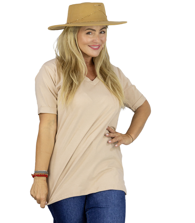 Long t-shirt blouse with heart neckline and 1/2 sleeve MIRABEL