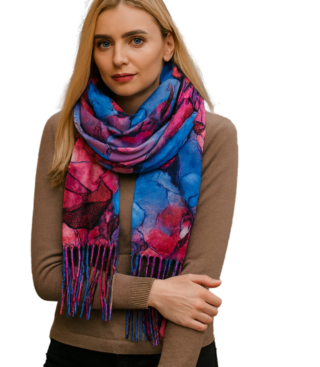 Shawl Scarf tassel warm floral soft smooth 180x70 cm