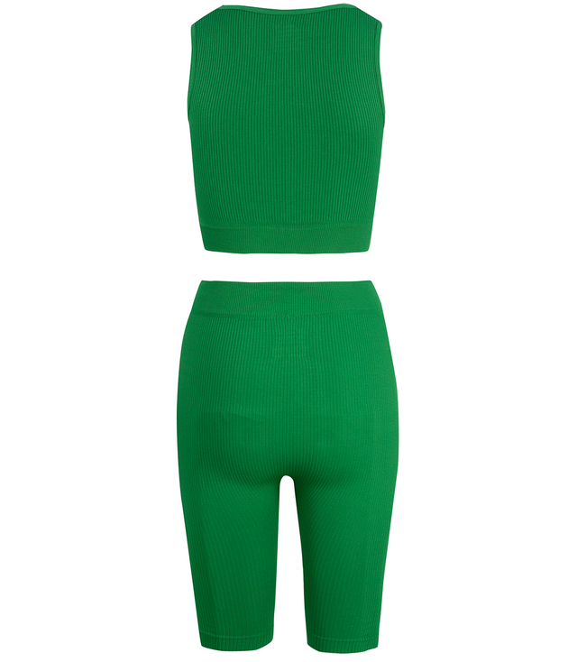 Sporty, ribbed set of short leggings + top with wide straps MISSY