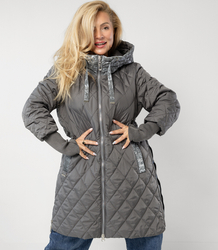 Long winter jacket with decorative hood LUNA