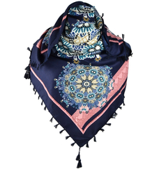 Beautiful colorful scarf with flowers FOLK style