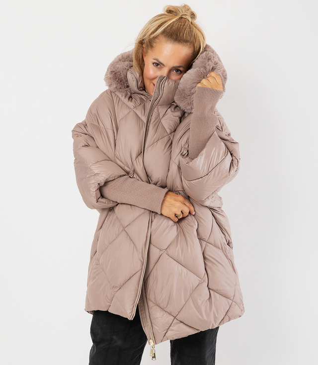 Kurtka zimowa oversize z kapturem i futerkiem NORDIC PUFF