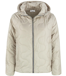 Short quilted transitional jacket with stand-up collar