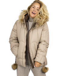 Warm winter jacket with decorative pompoms SHAKIRA