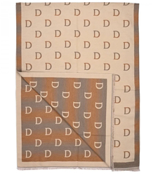 Warm stylish scarf ombre pattern with letter D soft smooth 180x65 cm