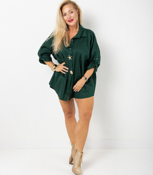 Long classic shirt with decorative brooches GOLDEN BEACH