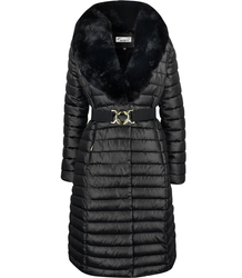 Quilted jacket coat with fur MARY