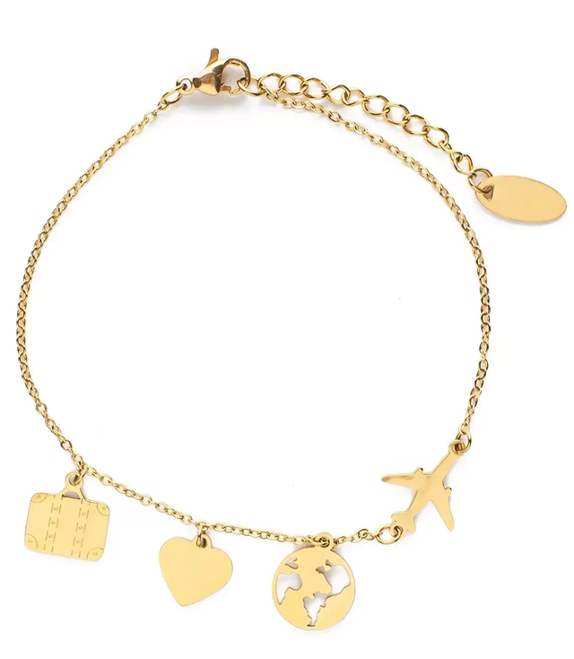 Gold bracelet with pendants travel Gift