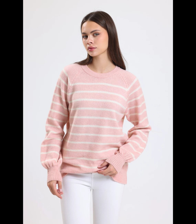 Warm women's fashionable striped sweater ANNA