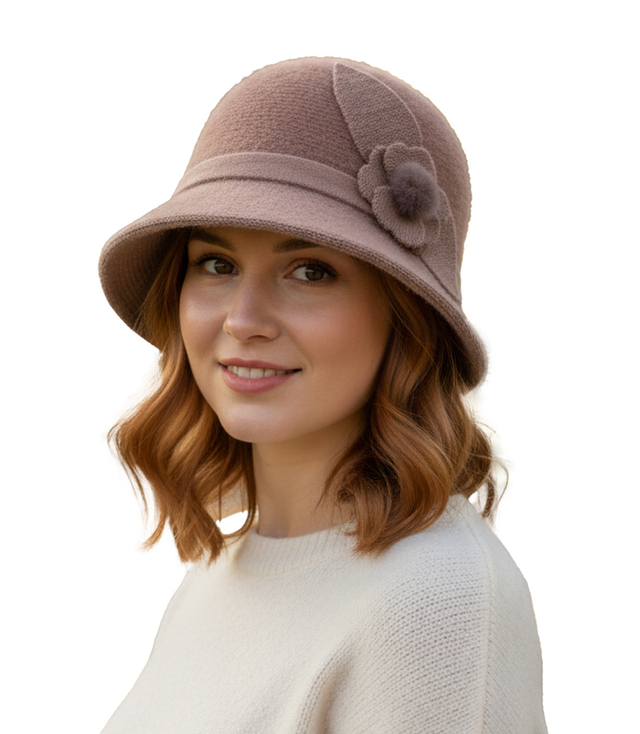 Women's hat cloche patch flower