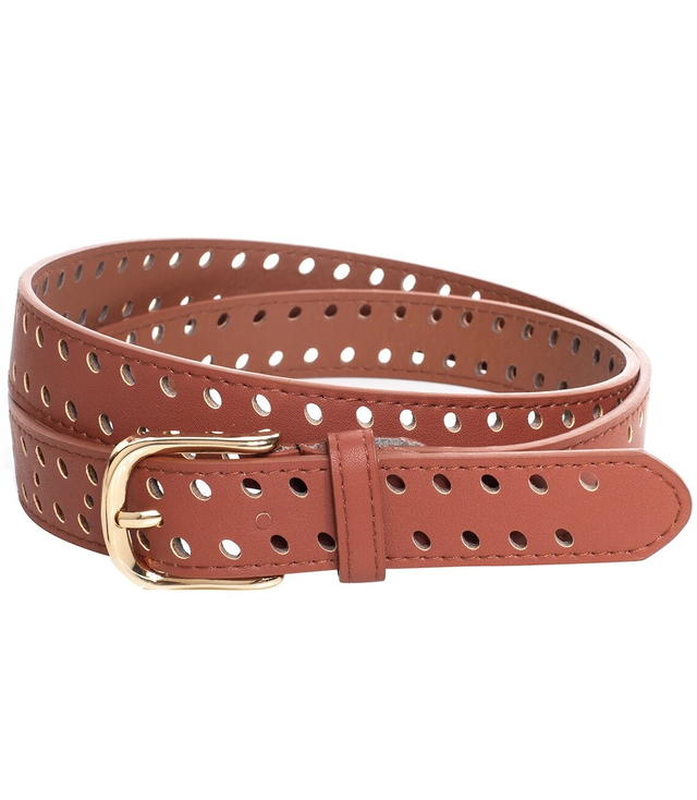 Women's eco leather belt with decorative holes 3 cm