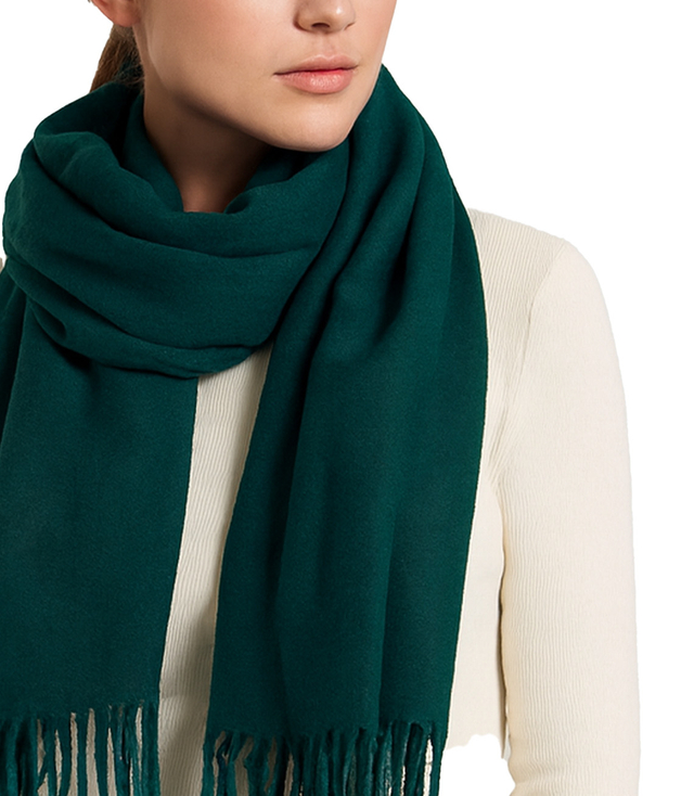 Szal szalik Gruba Chusta frędzle jednokolorowy ciepły miękki 200x70 cm