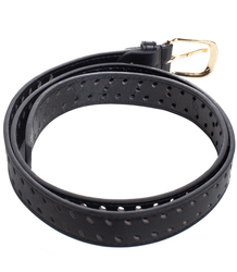 Women's eco leather belt with decorative holes 3 cm