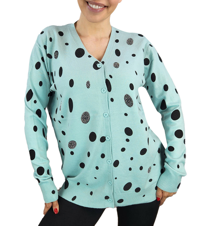 Short polka dot and zircon sweater LIZA