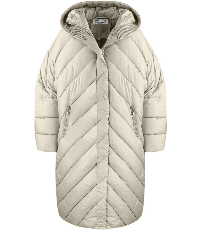 Long jacket women's coat with diagonal quilting Warm LUCY