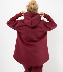 Women's sweatshirt with longer back and ribbed hem VERONICA