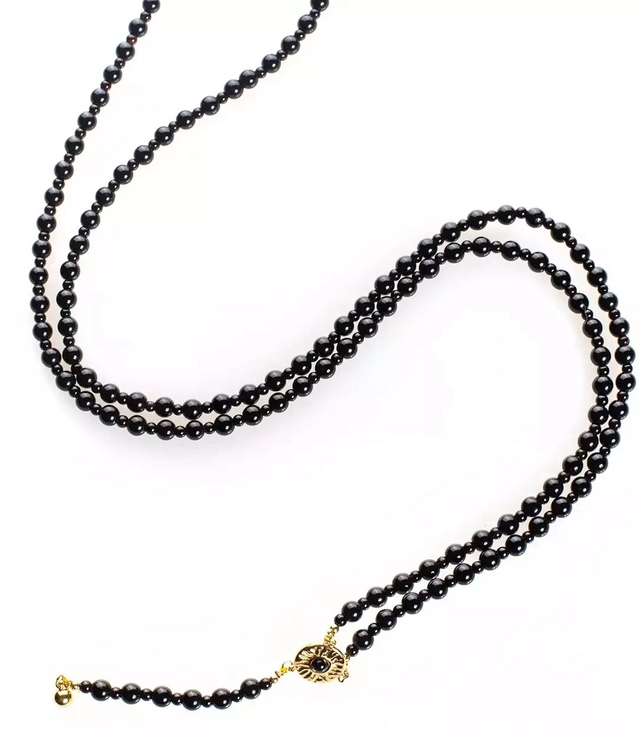 Long necklace made of natural stones ONYX