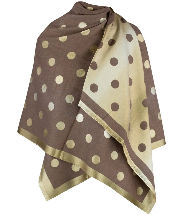 Elegant double-sided scarf with gold thread and pea pattern