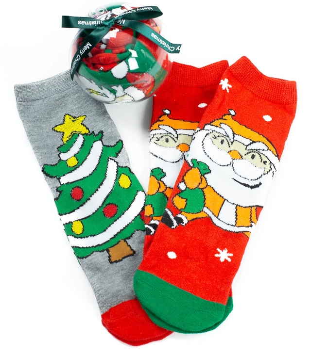 Christmas socks with baubles with Santa Claus, child, Warm Gift