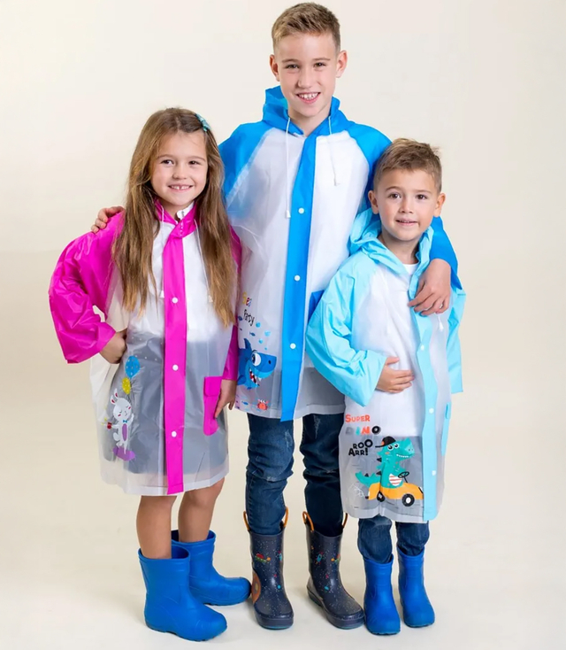 Children's raincoat white with colorful inserts