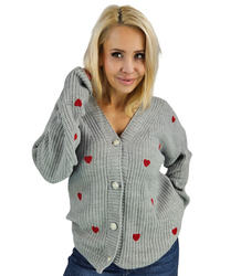 Warm and cozy women's sweater with hearts for autumn SUMMER