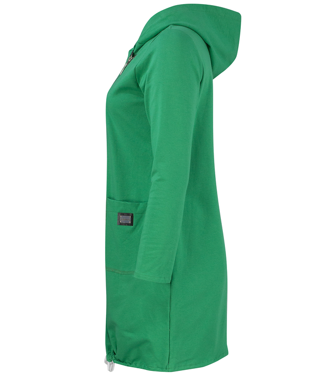 Thin long sweatshirt with diagonal zipper and hood LILIANA