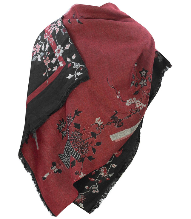 Shawl Woven scarf with two-color flowers