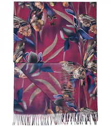 Szal szalik Chusta frędzle ciepły motyle miękki gładki 180x70 cm