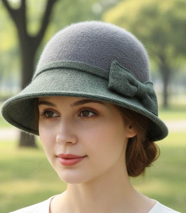 Women's cloche hat with bow