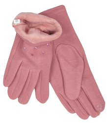 Women's insulated gloves Touch Five-fingered with rhinestones