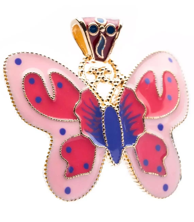 Large colorful gold butterfly pendant