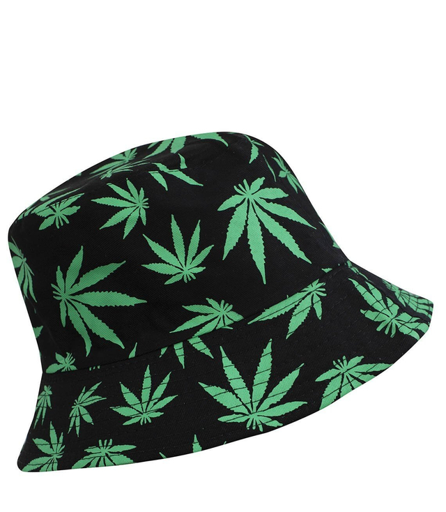 Reversible BUCKET HAT with leaves print