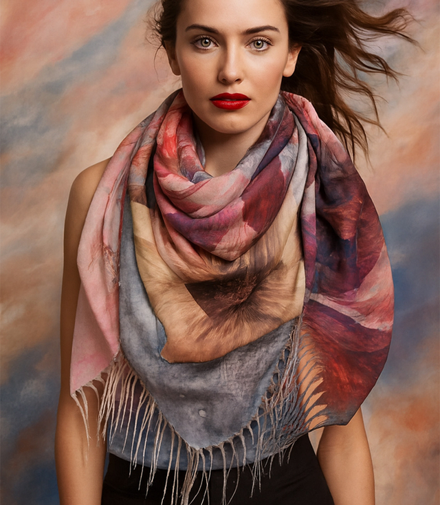 Women's scarf with floral pattern 100x100