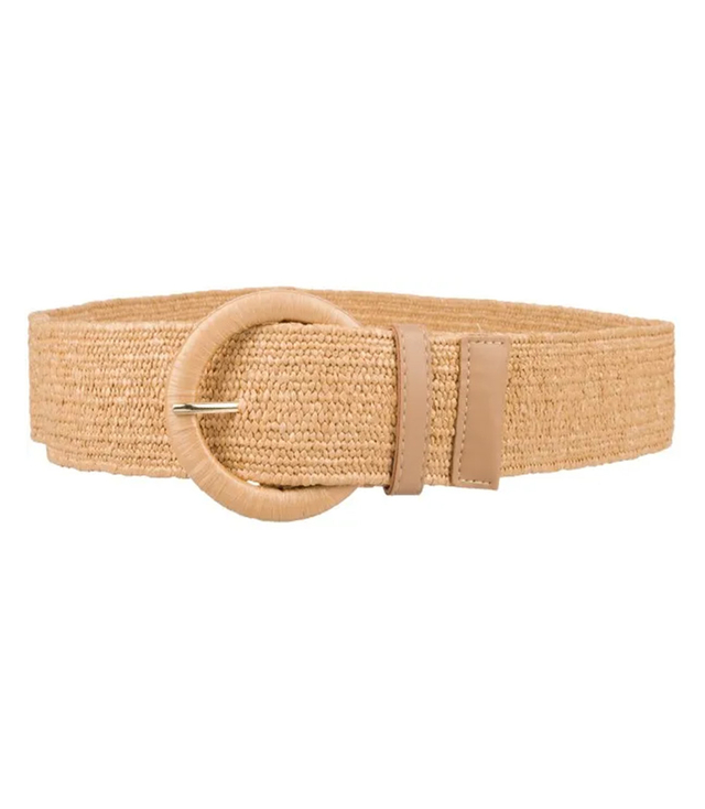 Braided women's belt with large buckle