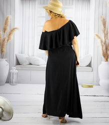 Airy maxi dress with ruffles and waist tie STELLA