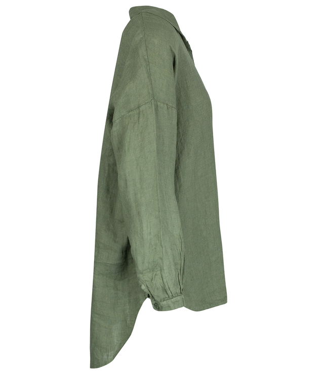 Long loose linen shirt linen longer back long sleeve LAILA 2