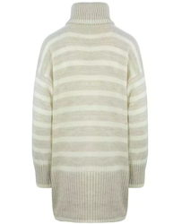 Oversize loose long turtleneck sweater with stripes