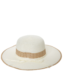 Women's gold thread straw hat with large brim