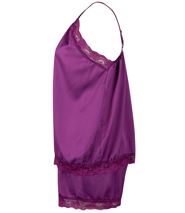 Satin pajama set with lace shorts top petticoat