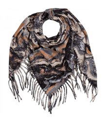 Wavy delicate pattern scarf with tassels