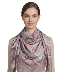Wavy delicate pattern scarf with tassels