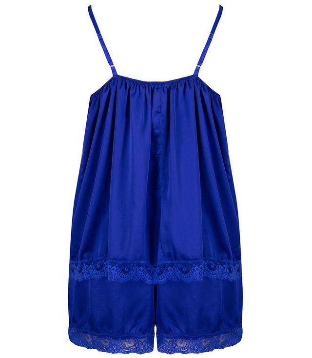 Satin pajama set with lace shorts top petticoat