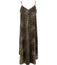 Long maxi dress with loose, flared straps and leopard print PAMELA