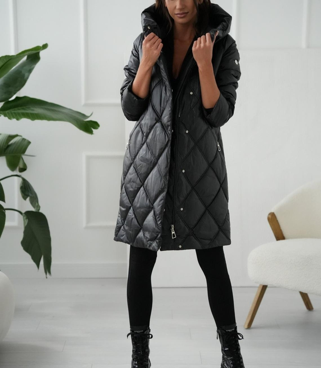 Ciepły płaszcz zimowy damski Pikowany Ocieplany MELANIA