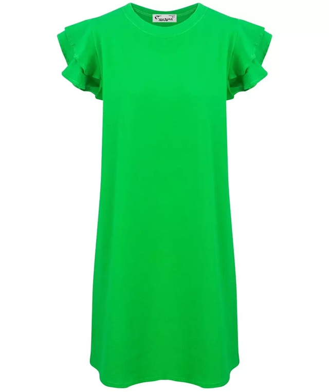 Cotton simple dress with frills