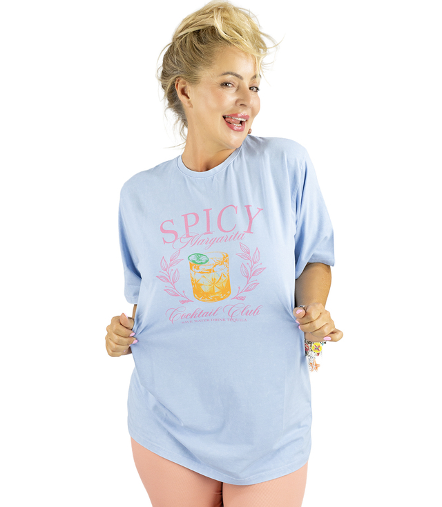 Długi damski T-shirt  tunika luźny fason kolorowy nadruk  SPICY