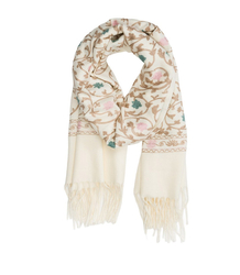 Women's patterned shawl with tassels 