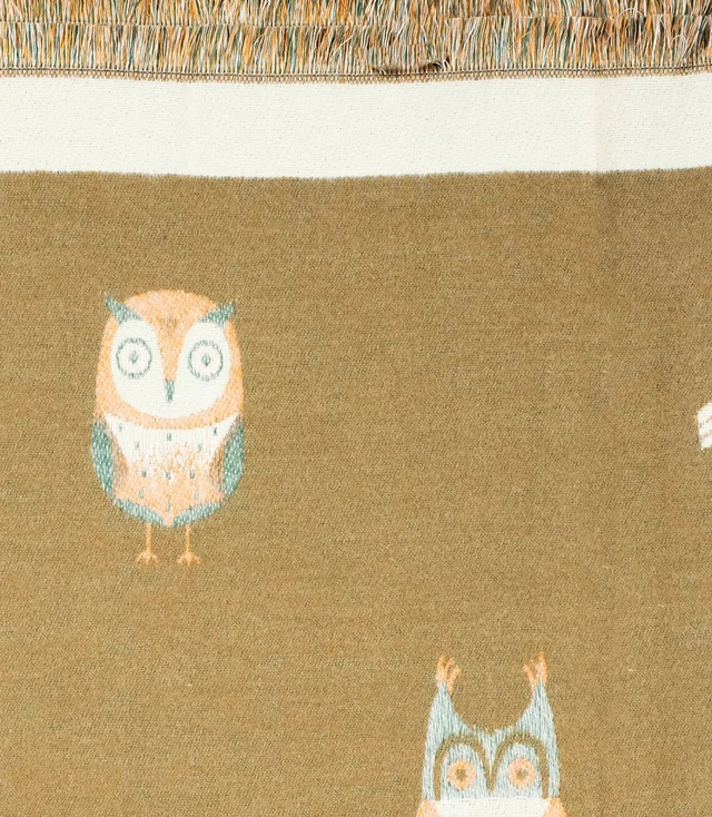 Warm double sided scarf owls knitted fabric