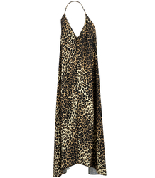 Long maxi dress with loose, flared straps and leopard print PAMELA