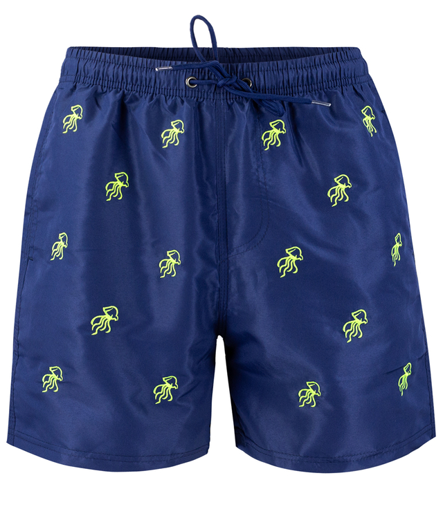 Swim shorts decorated with a summer pattern on the front